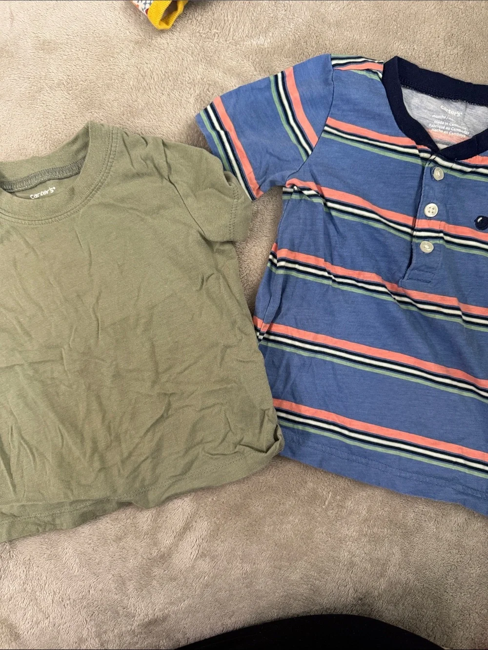 Carter's Olive Green Tee and Blue Striped Henley Set